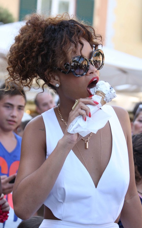 Rihanna Rocks Prada Baroque Sunglasses in Portofino, Italy
