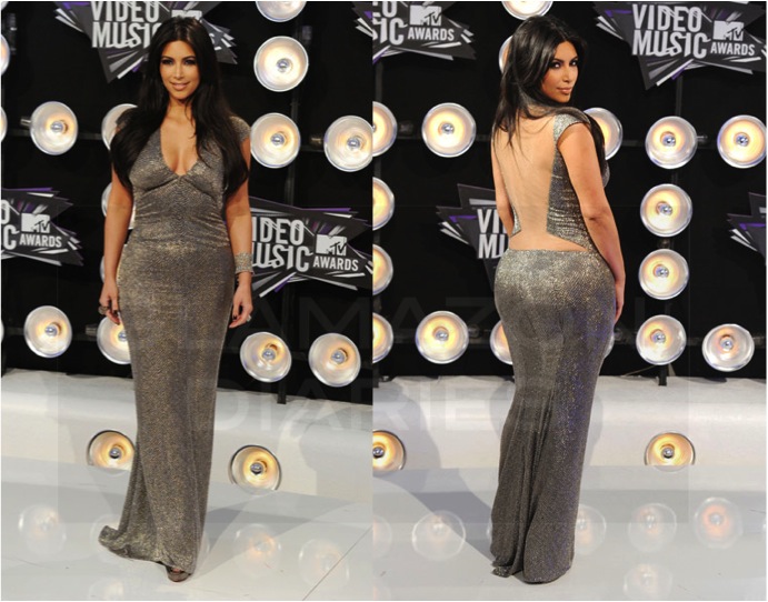 Kim Kardashian’s Kaufman Franco gown is business in the front and serious fun in the back