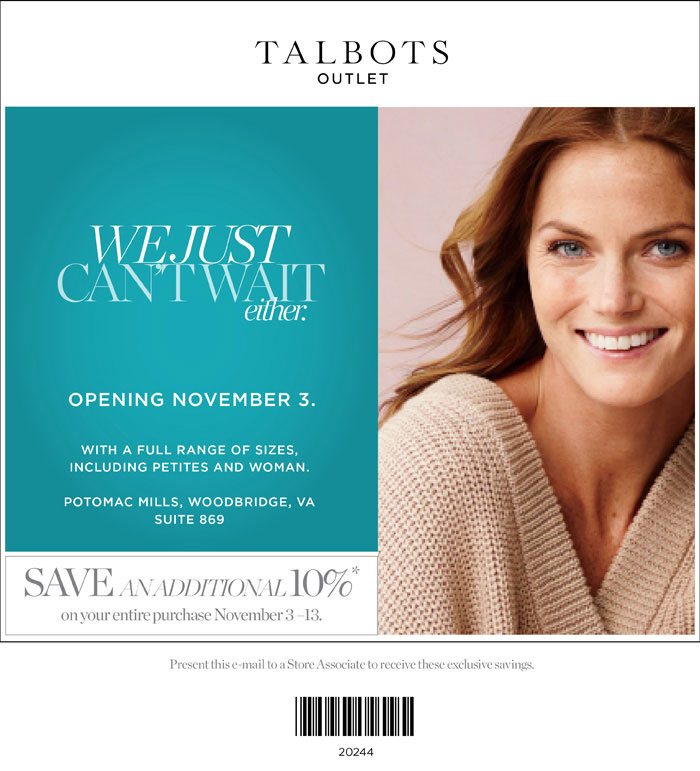 Talbots Outlet to Open at Potomac Mills Mall in Woodbridge