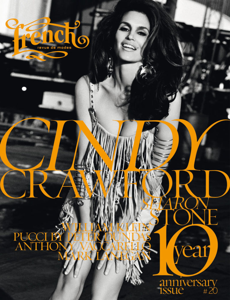 Cindy Crawford & Sharon Stone on 10th Anniversary Cover of French Revue de Modes