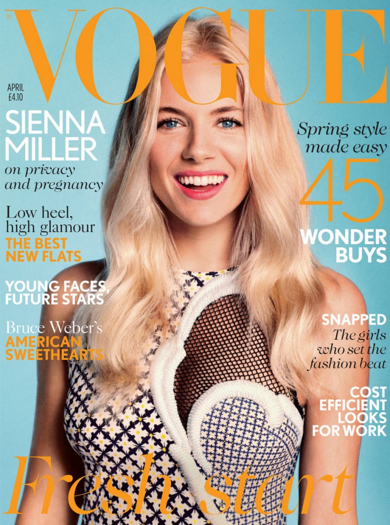 Sienna Miller Wears Stella McCartney for April 2012 Cover of Vogue UK