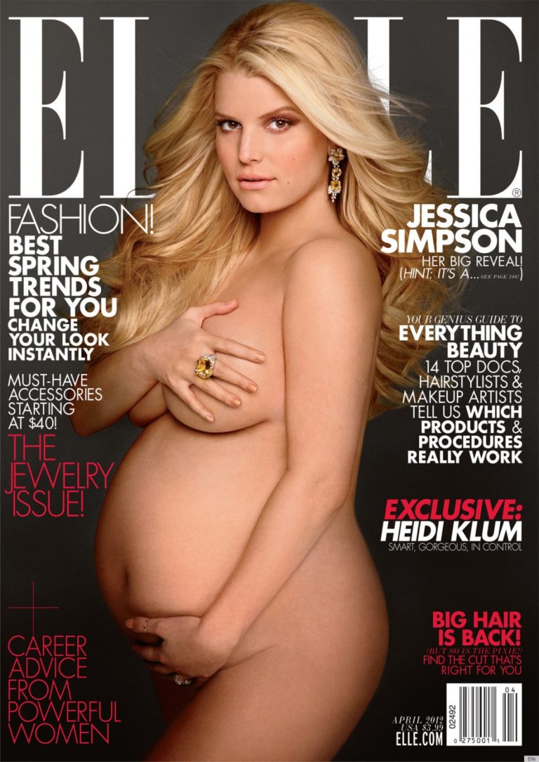 A Very Pregnant Jessica Simpson Goes Nude for Cover of Elle Magazine