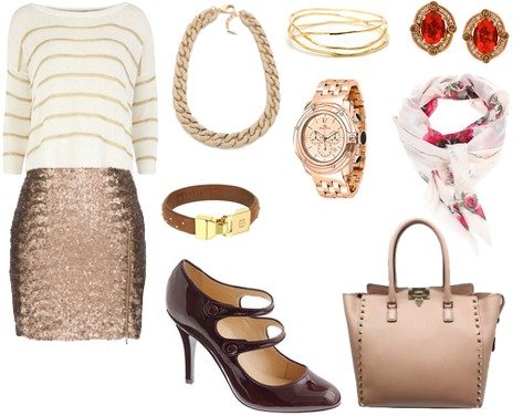 Outfit of the Day: Nude, Sequins and Gold