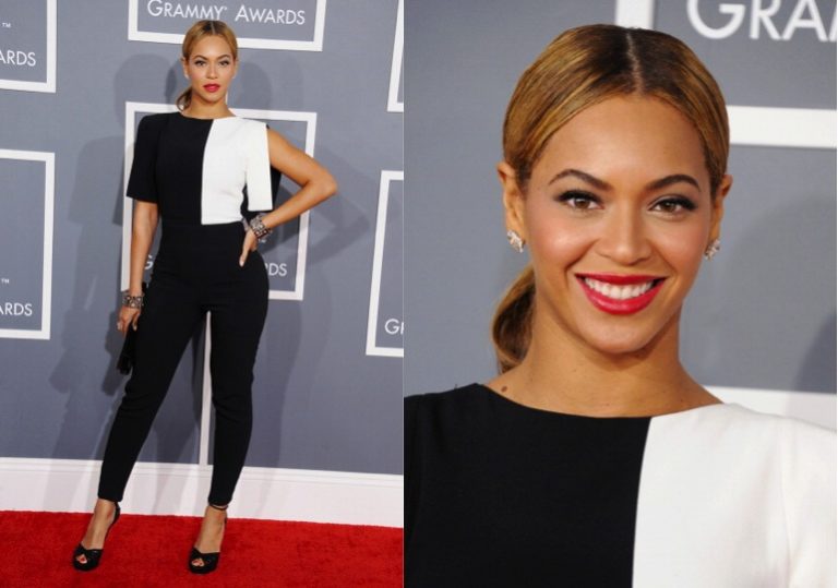 Beyonce Knowles in Osman at 2013 Grammy Awards
