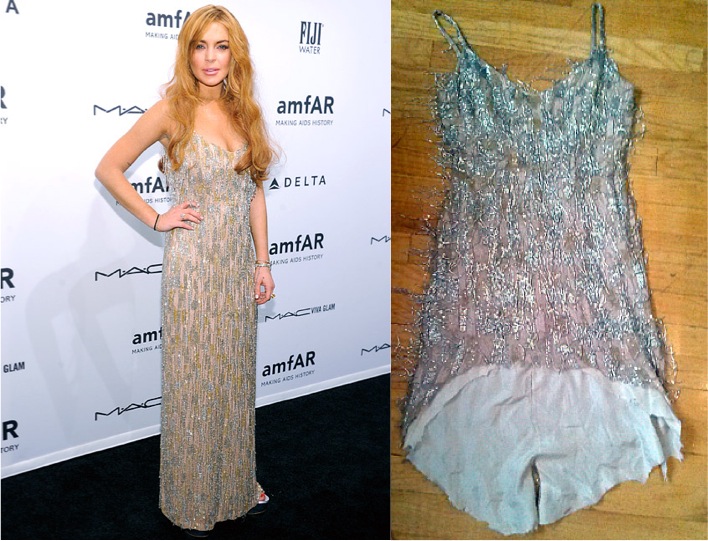 Lindsay Lohan Returns $1,750 Theia Gown All Cut-Up