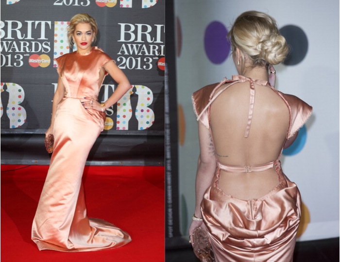 Rita Ora in Ulyana Sergeenko at 2013 Brit Awards