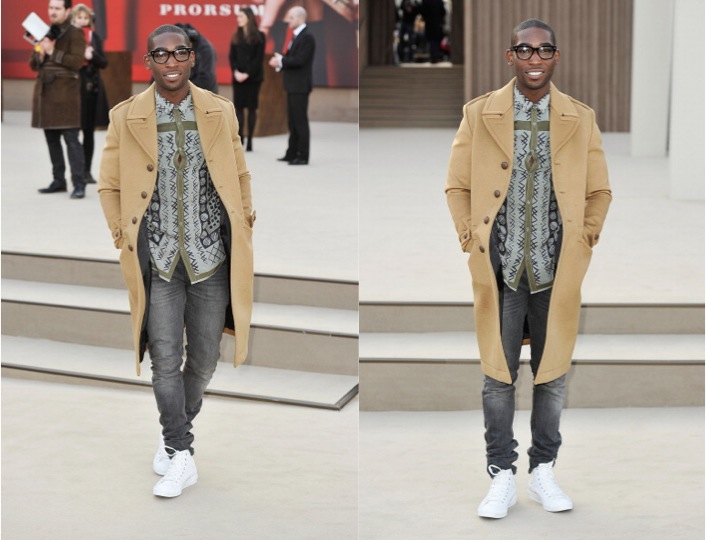 Tinie Tempah in Burberry at Burberry Fall 2013 show