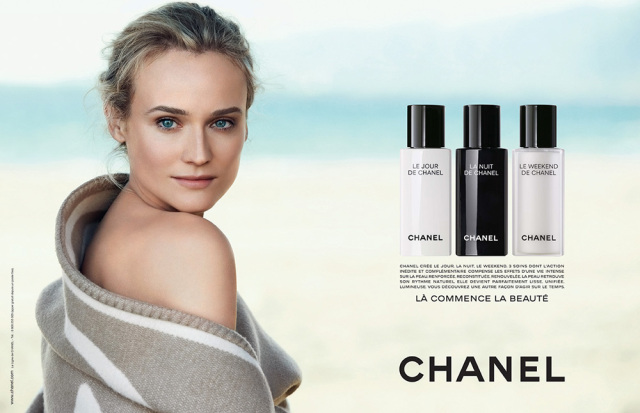 Diane-Krugers-Chanel-Beauty-cosmetics-Campaign-Le-jour-de-chanel-la-neit-de-chanel-le-weekend-de-chanel-creams