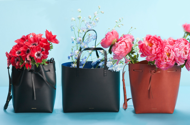 Mansur Gavriel Large Tote in Black with Gold Interior