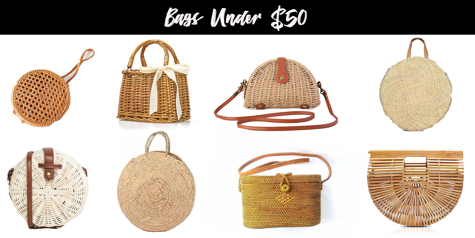 Summer Straw and Bamboo bags under $50