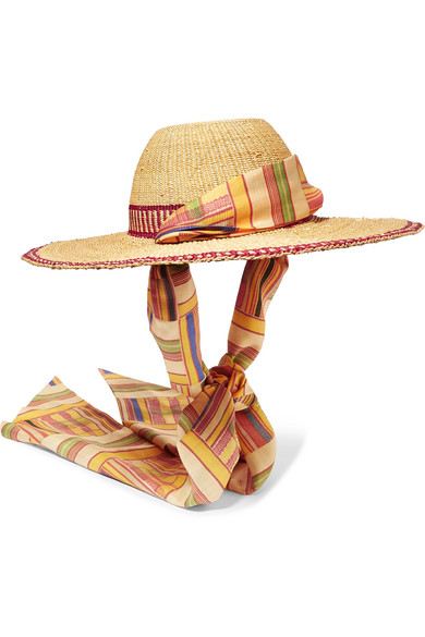 MARGHERITA X CAMBIAGHI X OAFRICA Silk-trimmed printed straw hat