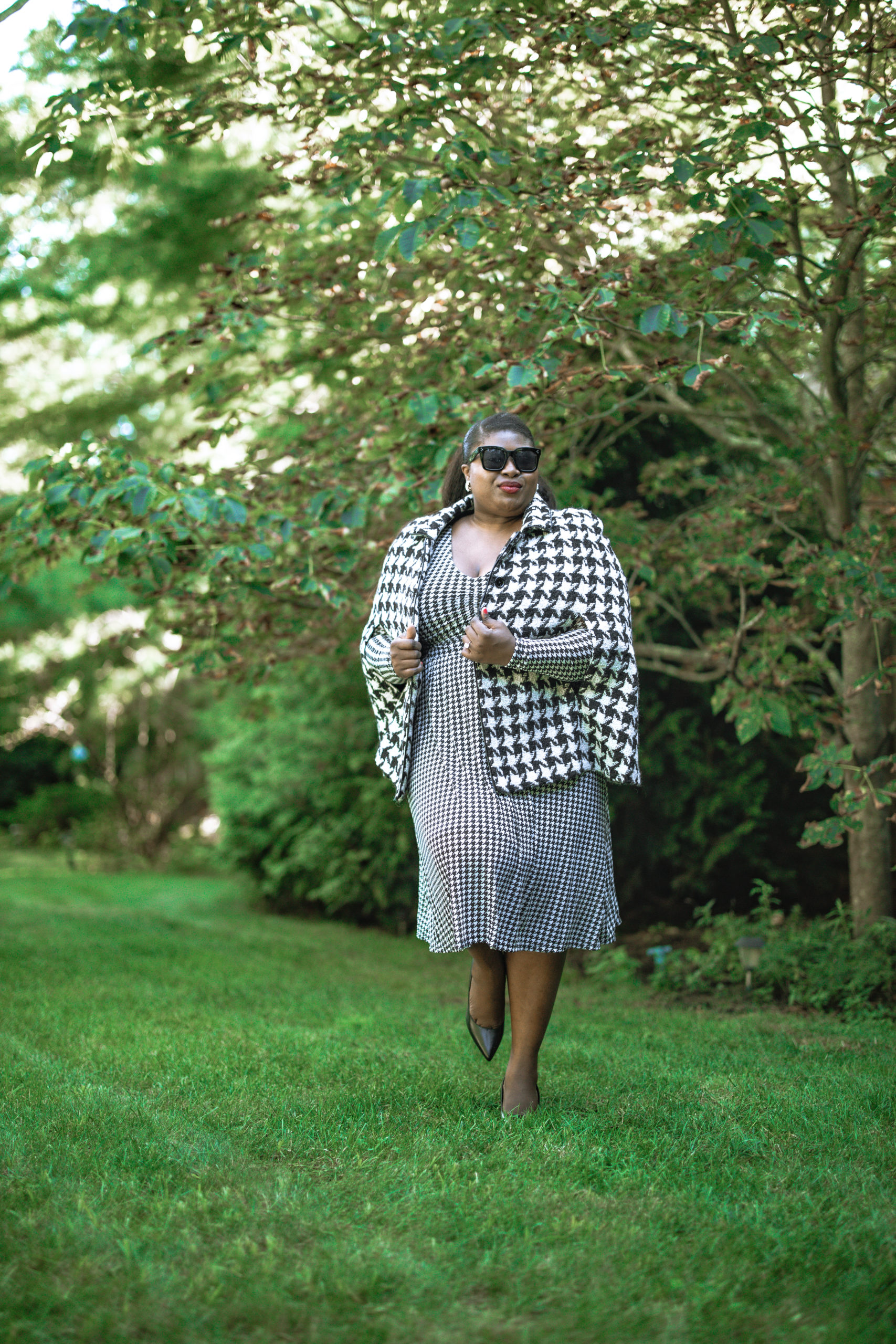 ModCloth Houndstooth Cape Coat