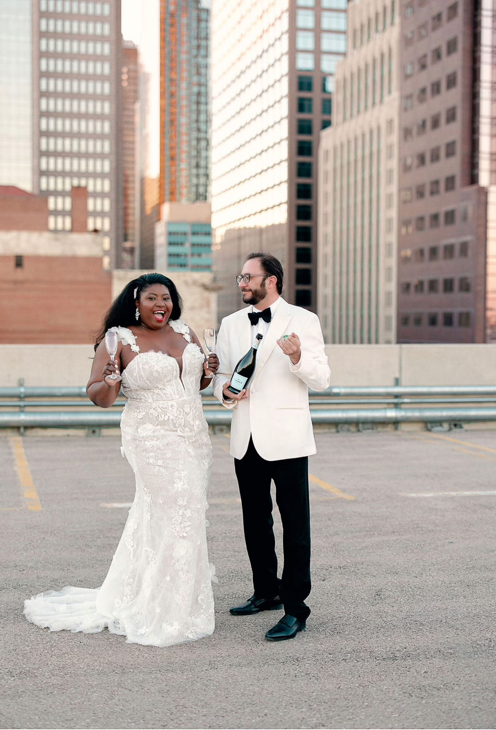 Glamazon Diaries wedding gown - David's Bridal spring 2021 campaign - plus size bride spring interracial couple